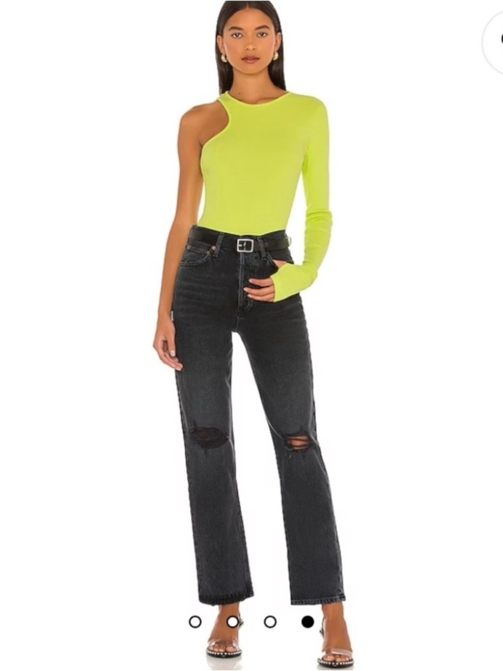 Agolde 90's Pinch Black Jeans High Rise Distressed Rigid Denim, Straight Leg, 27
